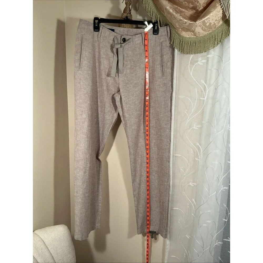 NWOT Perry Ellis Men’s Linen/Cotton Wide Leg Taupe Pants Sz 33X32